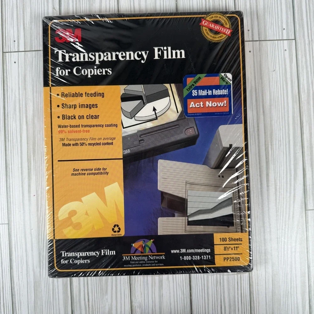 3M Transparency Film for High Temperatures Copiers NEW 100 sheets 8.5x11‎ Sealed